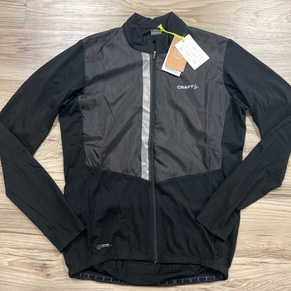 Craft ADV Bike Subz Merino Wool Long Sleeve Full Zip Jersey Black Men Medium NWT